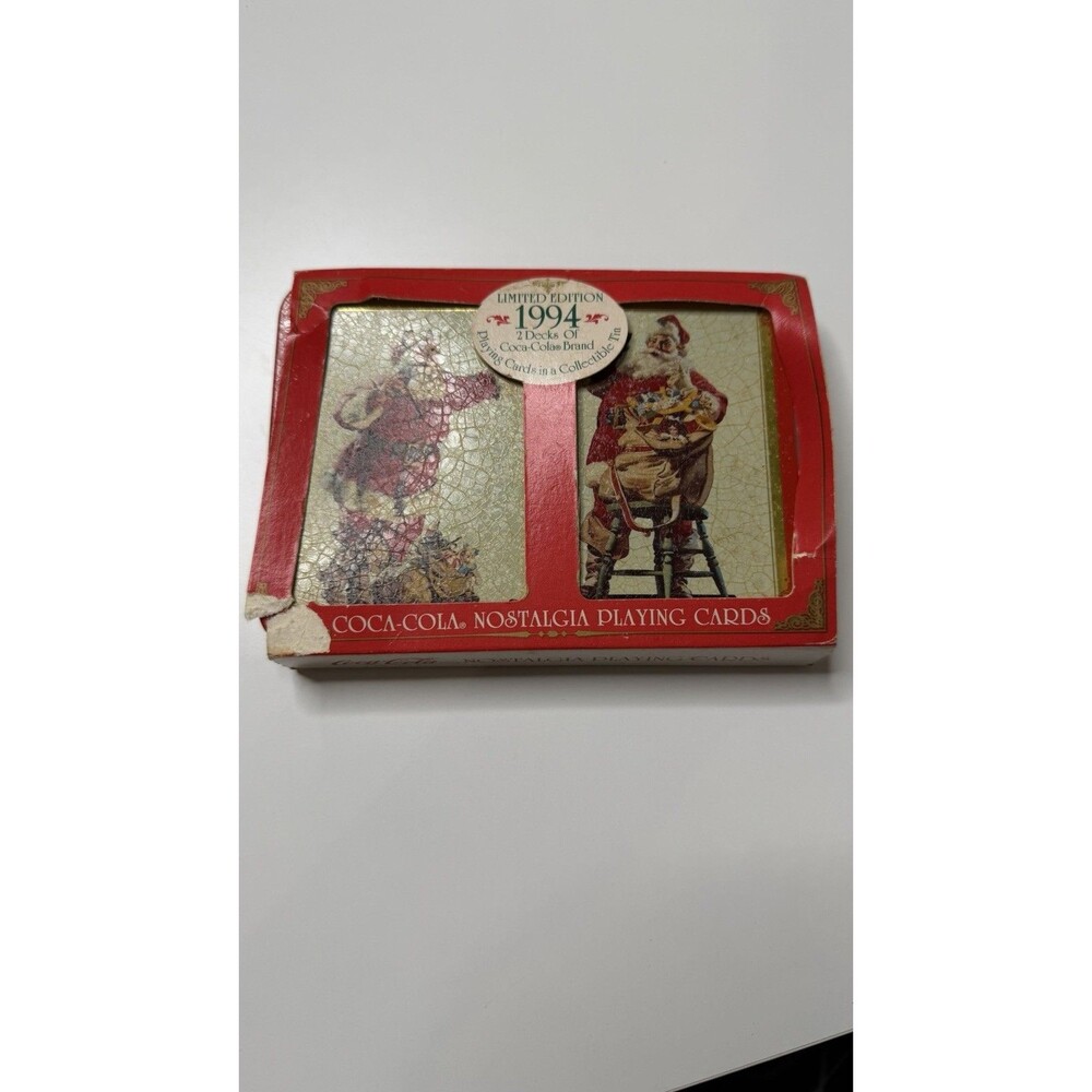 Coca-Cola Nostalgia Playing Cards in Holiday Tin - Limited Edition 1994 - Sealed